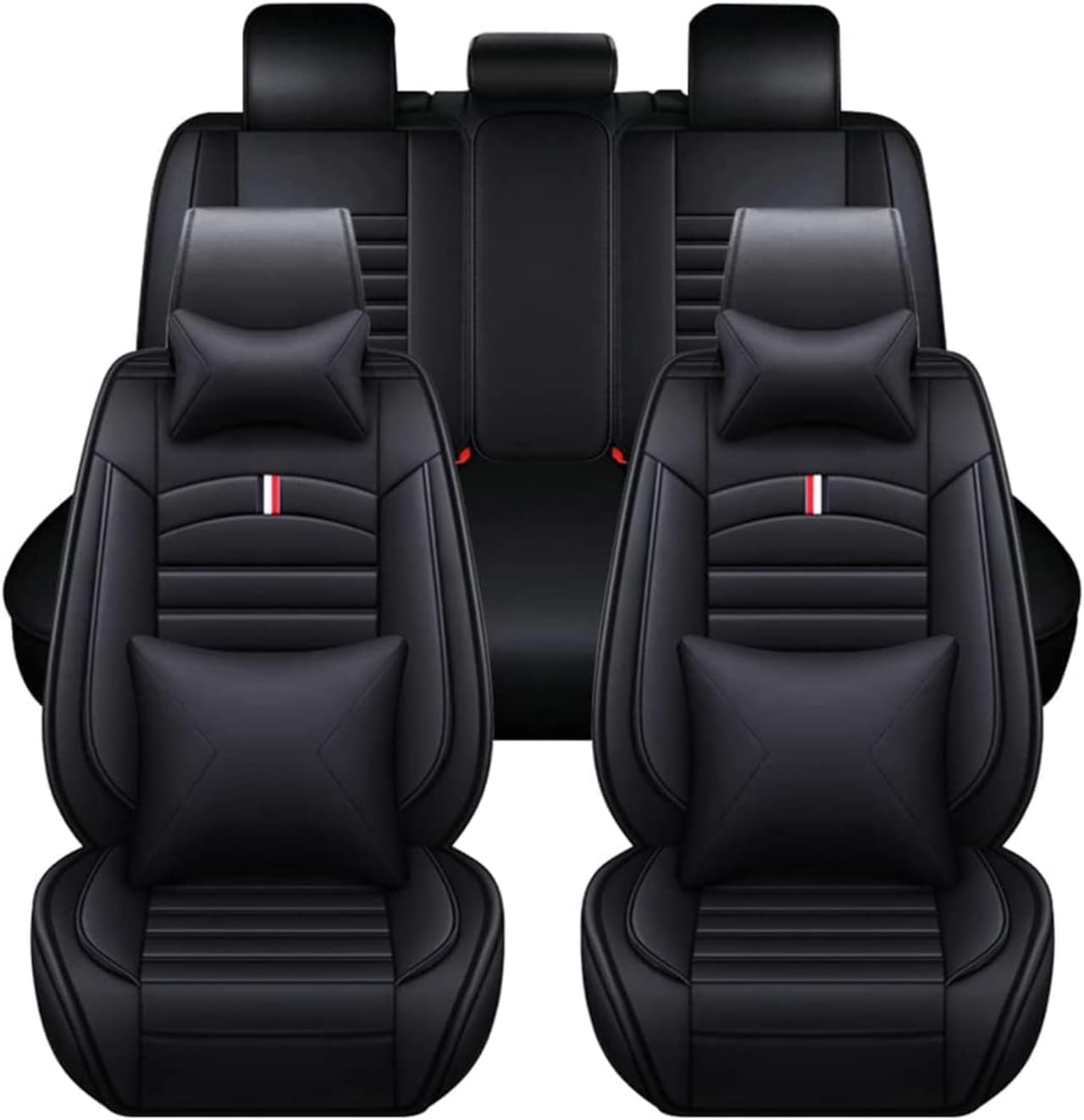 ffLilee Auto Sitzbezügesets für Audi A4 B7 Cabriolet 8HE 2006-2009,5 Sitzer Leder Sitzbezüge Sitzauflage Sitzkissen Schonbezüge Sitzschoner Innenraum Zubehör,Luxurious-A-Black von ffLilee