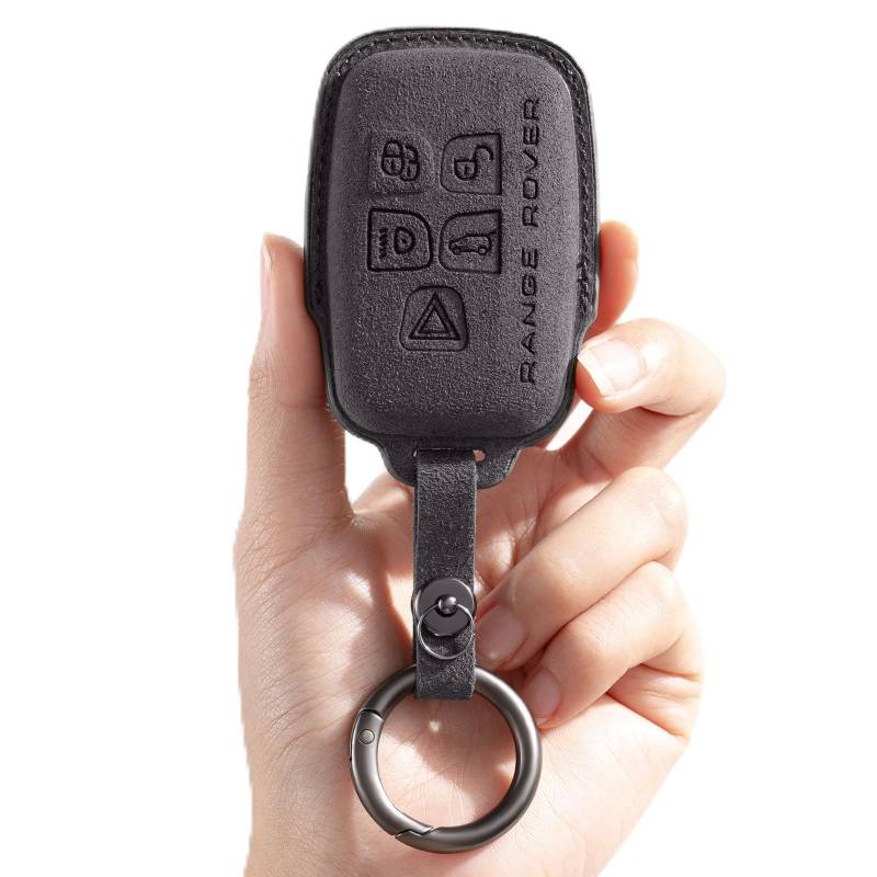 Auto Schlüsselgehäuse mit Schlüsselanhänger,Leder Schlüsselhülle für Land Rover Jaguar Discovery Freelander2 LR4 Land Rover Sport Jaguar XF XJ XE F-PACE F-Type,Schutzhülle für Smart-Schlüsselanhänger von fhrtyu