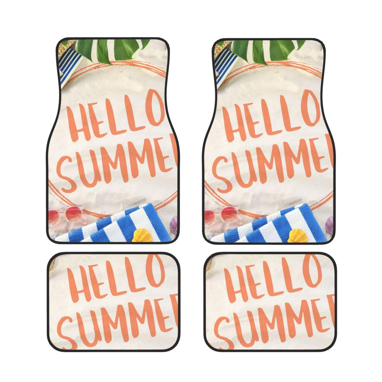 Hello Beach Auto-Fußmatten, komplettes Set, 4-teilig, Auto-Gummi-Fußmatten für ultimativen Stil von fifbird