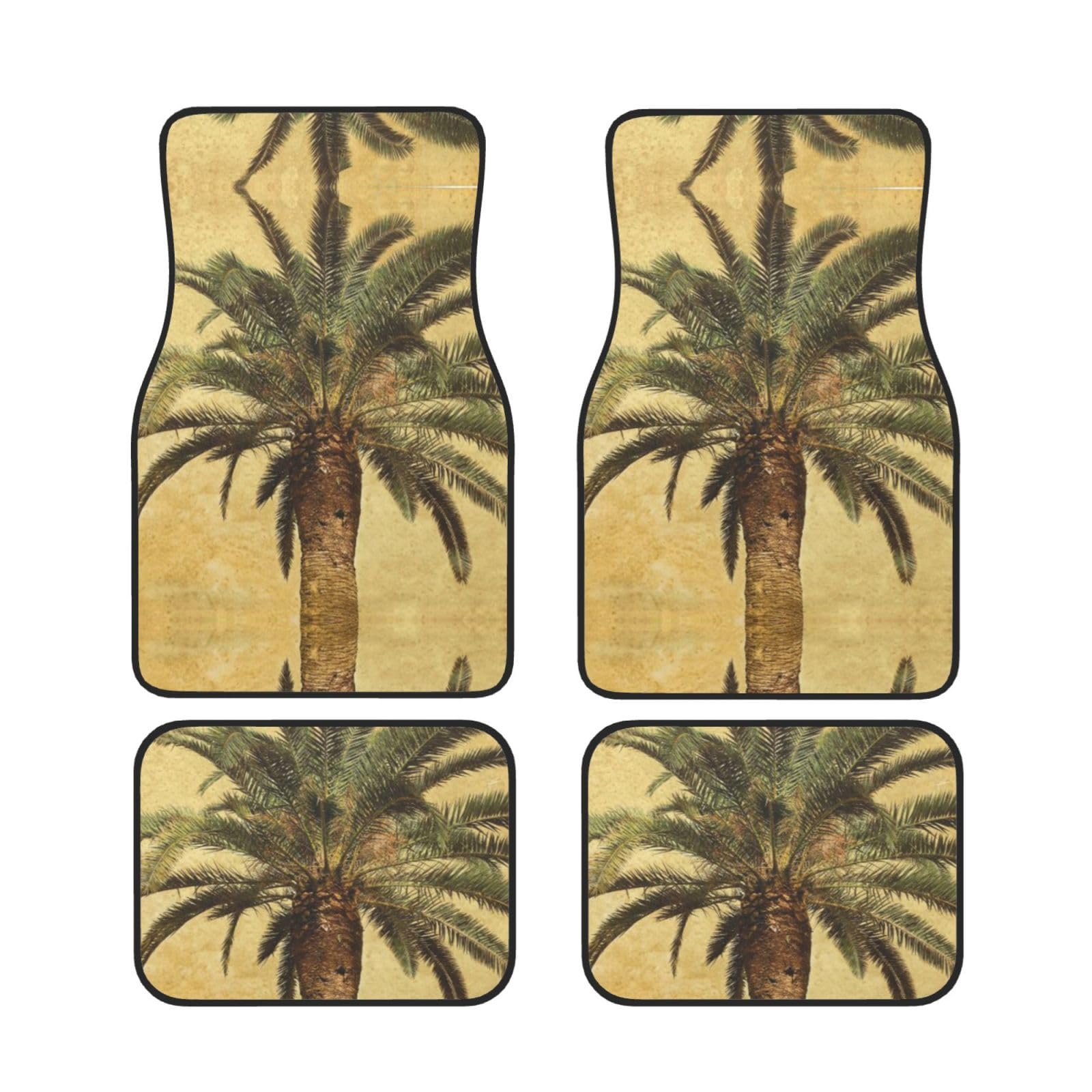 Palmen-tropische Auto-Fußmatten, komplettes Set, 4-teilig, strapazierfähig, Gummi-Bodenmatten von fifbird