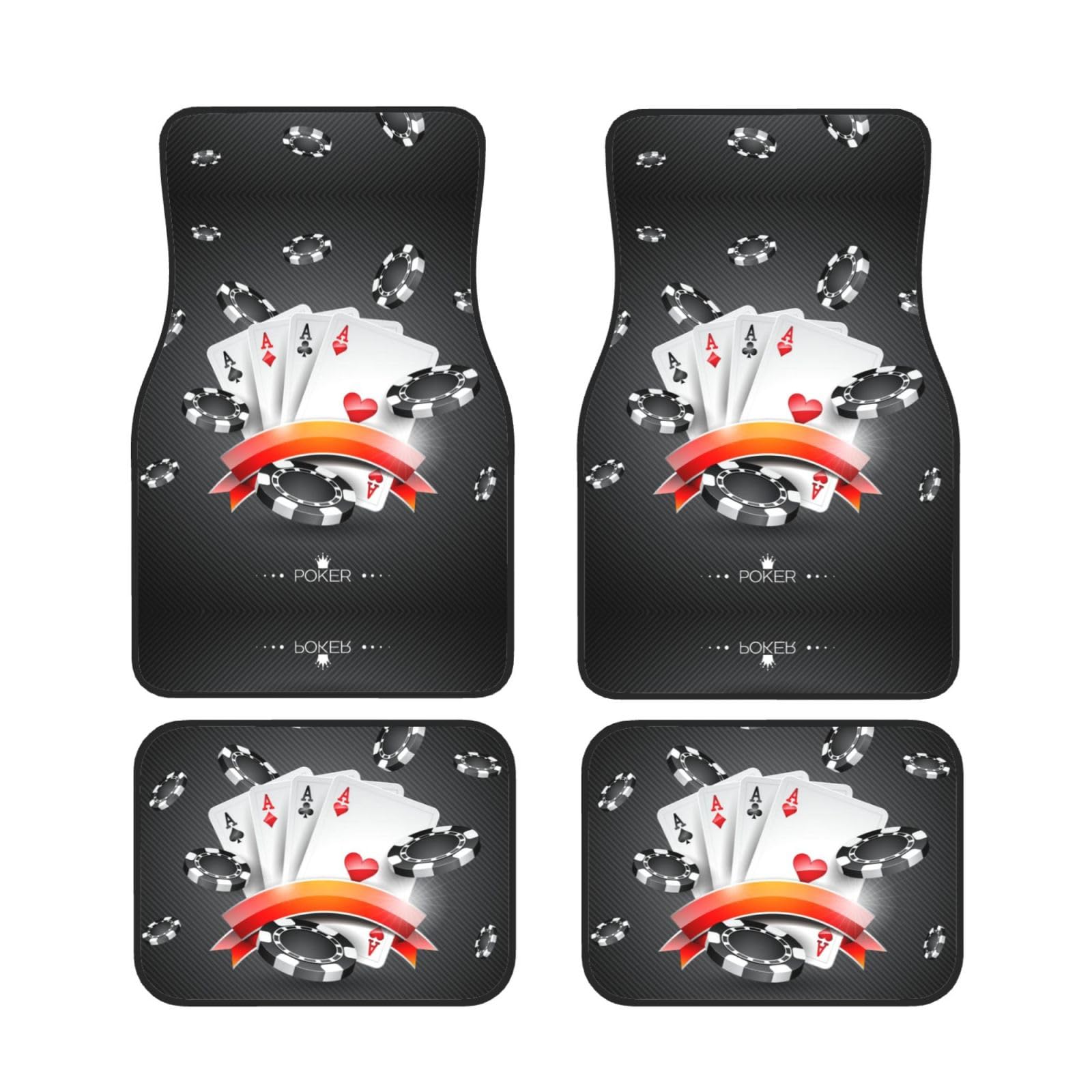 Poker-Turnier-Fußmatten, vollständiges Set, 4-teilig, robuste Gummi-Fußmatten von fifbird