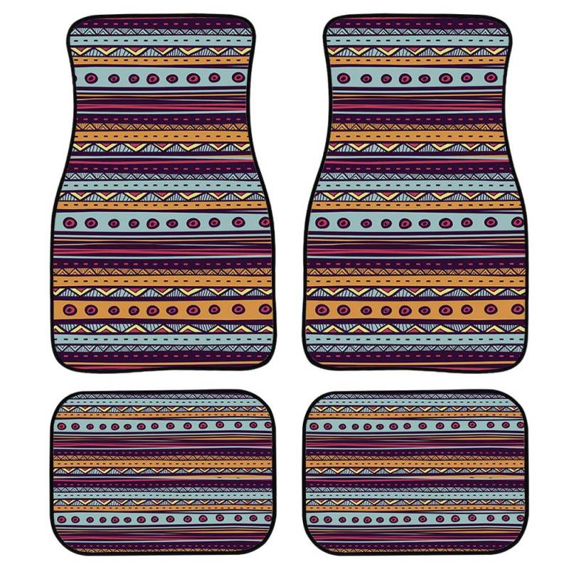 Premium Heavy Auto Fußmatten Bohemian Style African Aztec Tribal Design 4-teiliges Teppichkissen von fifbird