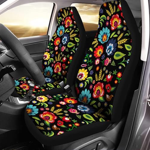 fifbird Autositzbezüge mit Boho-Blumenmuster, nur für Damen und Herren, Sitzbezüge mit Organizer-Tasche für Auto, SUV, LKW, Limousine von fifbird