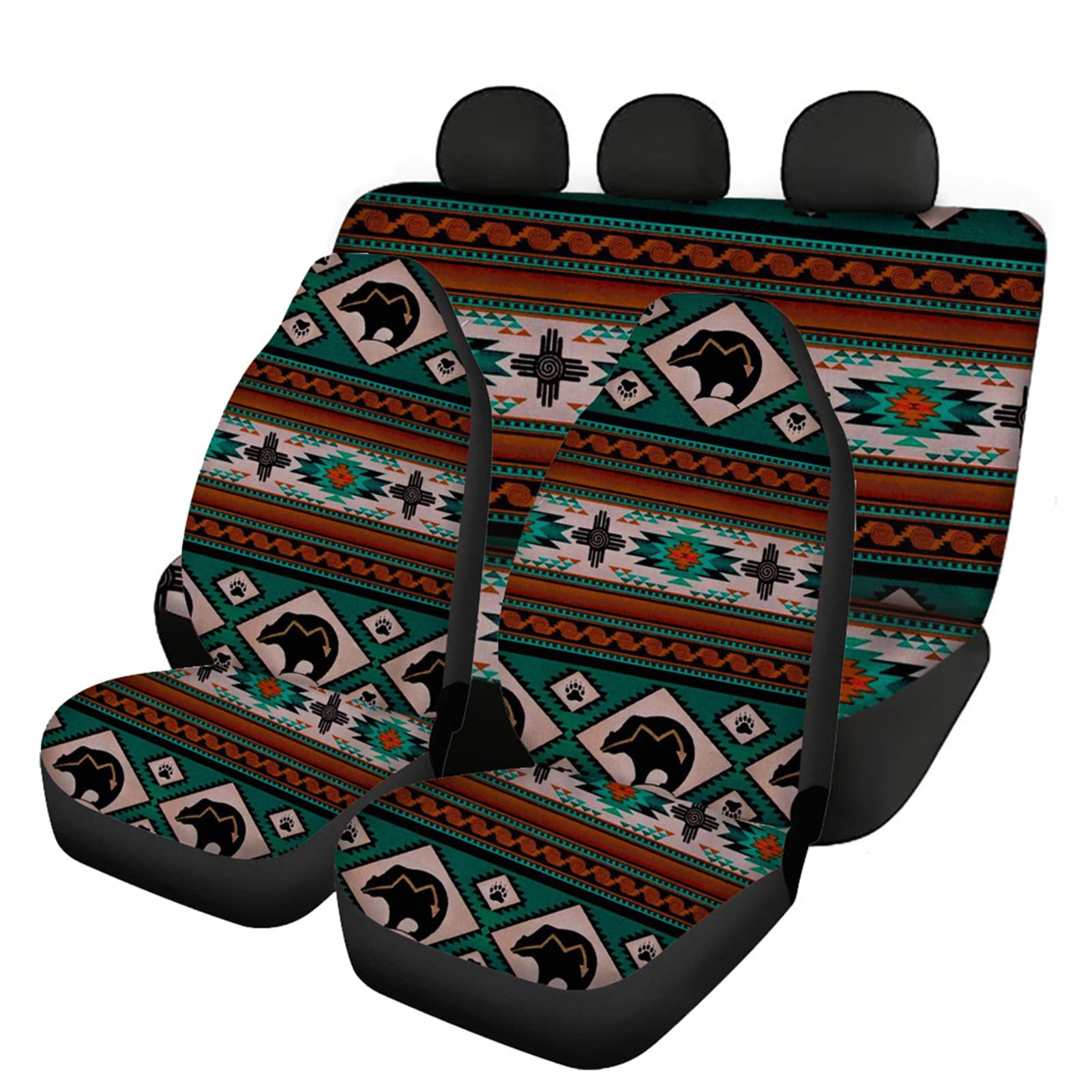fifbird Tribe Afican Sitzbezug für Vorder- und Rücksitz, für Damen und Herren, rutschfest, weich, 4 Stück von fifbird