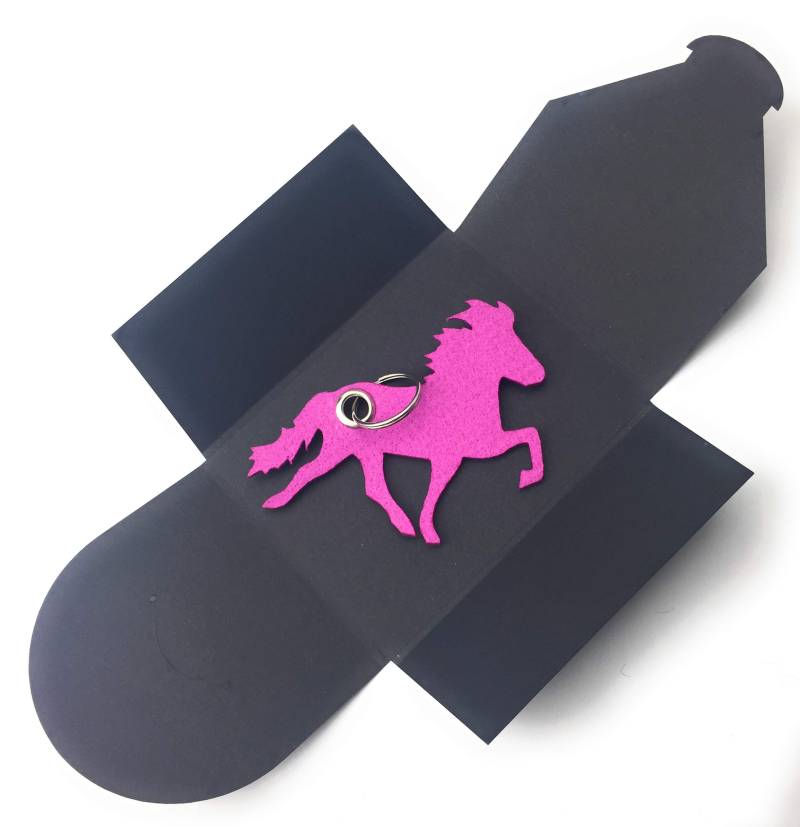 Schlüsselanhänger aus Filz - Island-Pferd/Reiter - pink/Magenta - als Geschenk und Glücksbringer von filzschneider