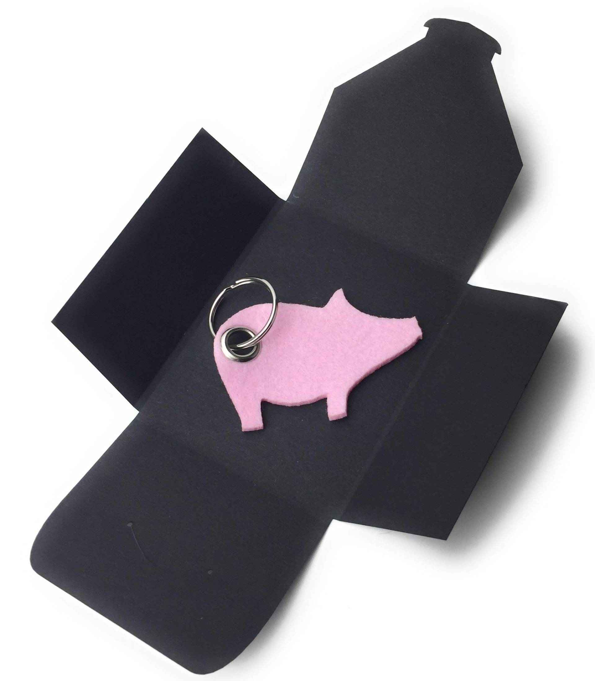 Schlüsselanhänger aus Filz - Schwein/Glücksschwein - rosa - als besonderes Geschenk mit Öse und Schlüsselring - Made-in-Germany von filzschneider