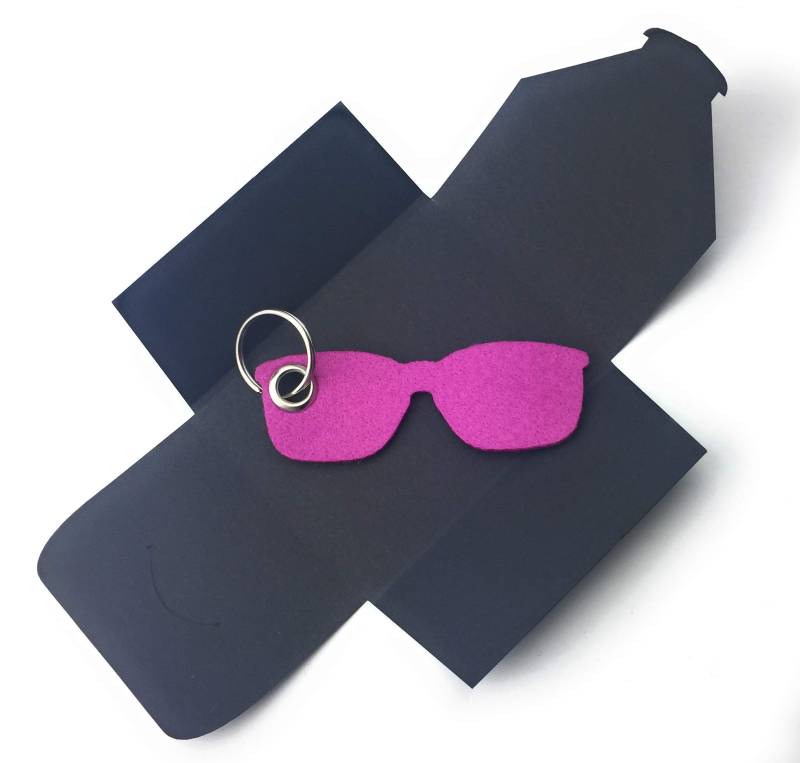 Schlüsselanhänger aus Filz - Sonnen-Brille/Urlaub - pink - als besonderes Geschenk von filzschneider