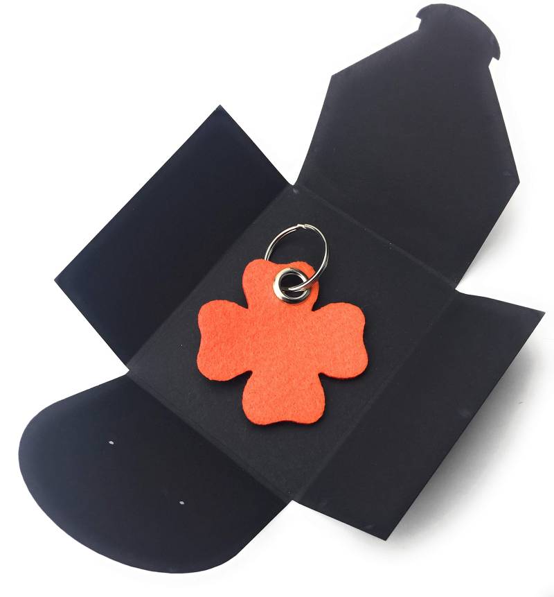 filzschneider Schlüsselanhänger aus Filz - Glück/Kleeblatt - orange - als besonderes Geschenk von filzschneider