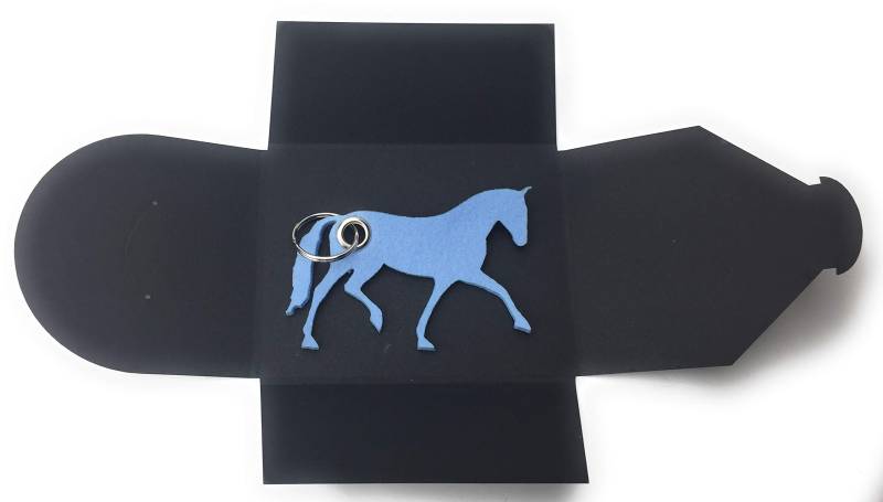 filzschneider Schlüsselanhänger aus Filz - Pferd/Dressur/Reiten - hell-blau/EIS-blau - als Geschenk und Glücksbringer von filzschneider