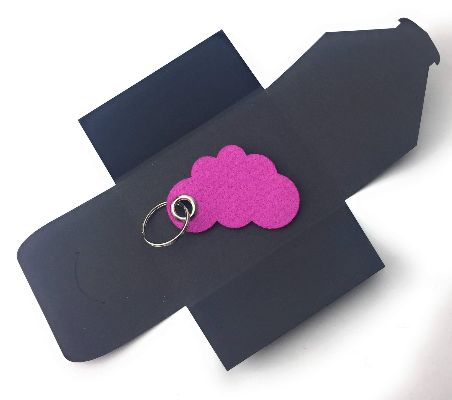 filzschneider Schlüsselanhänger aus Filz - Wolke/Cloud - pink/Magenta - als besonderes Geschenk mit Öse und Schlüsselring - Made-in-Germany von filzschneider