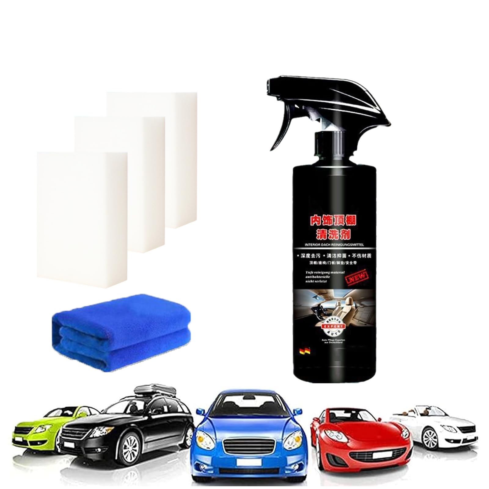 Car Detailing Headliner Cleaner, Interior Clean, Car Headliner Stain Remover, Powerful Stain Removal Kit, Interior Clean for Automotive and Truck (1Pcs,500ml) von fjaldjfu