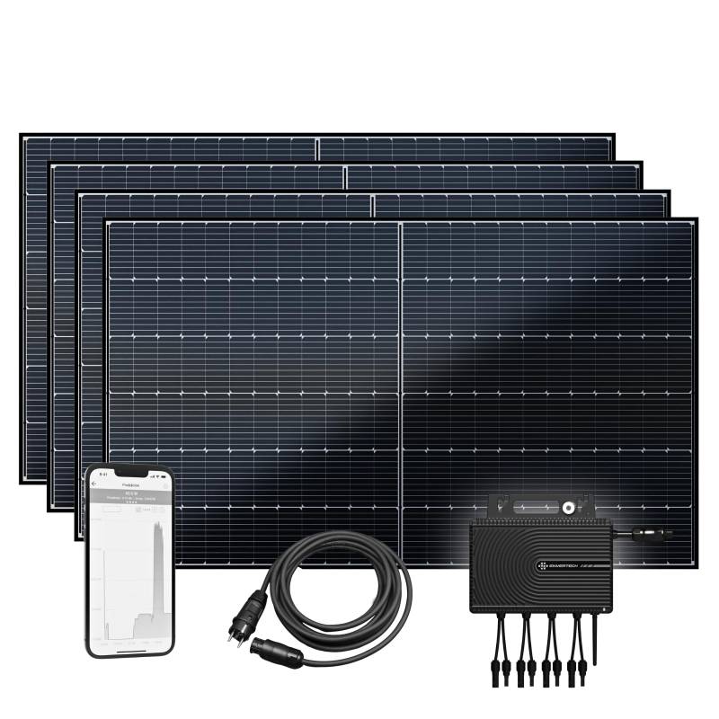 flex-energie Balkonkraftwerk Komplettset 1800Wp I 4x450Wp Solarmodule, EVT2000SE Wechselrichter & 5m Kabel I Bifaziale Solaranlage zur Energiegewinnung I Leistung drosselbar auf 800W von flex-energie