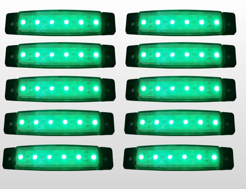 10 PCS SET 12 V SMD 6 LED grün Rückseite Marker Light Position Truck Trailer NEU von flexzon