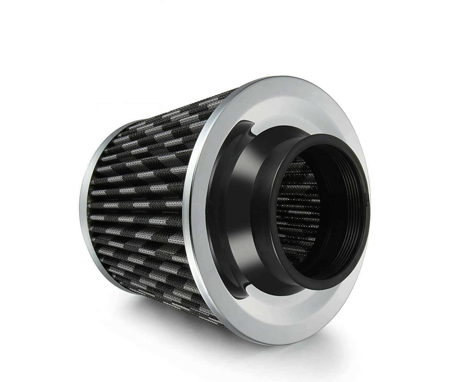 autobits.de GmbH 150mm Sportluftfilter Konisch Luftfilter Schwarz Carbon Cold Air Tuning Universal Doppelschicht mit 3 Adaptern von flexzon