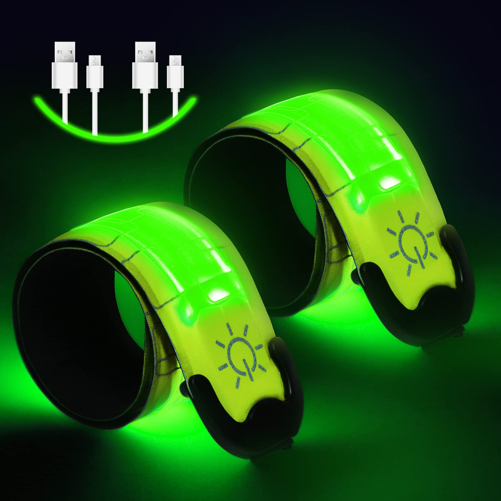 Flintronic LED Armband Aufladbar, Reflective LED Leuchtarmband mit USB, Led Armbänder Leuchtband, Sicherheits Licht, LED Slap Safety Armband, Unisex für Nachtlauf, Radfahren, Joggen - Gelb von flintronic