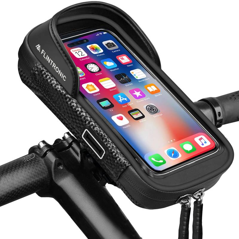 flintronic Fahrrad Rahmentasche, Wasserdicht Handytasche, Lenkertasche mit TPU Sensitivem Touchscreen, Fahrradtasche 360° Drehbar, für Smartphones bis zu 6,7 Zoll für Montainbikes, Ebikes, Rennrad von flintronic