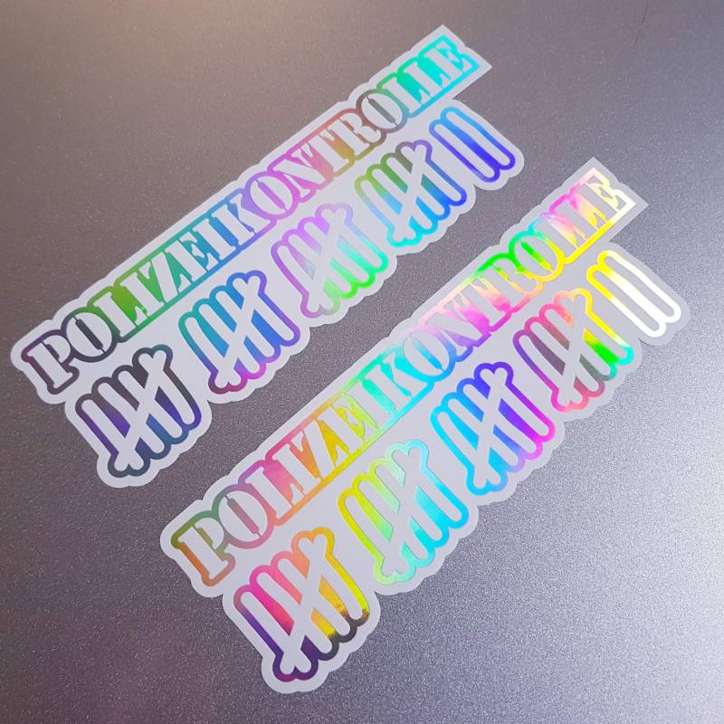 2X Polizeikontrolle Strichliste 16x5cm Auto Aufkleber Oilslick weiß Farbwechsel Rainbow Flip Flop Hologramm Metallic Effekt JDM Tuning Sticker Decal Fun von folien-zentrum