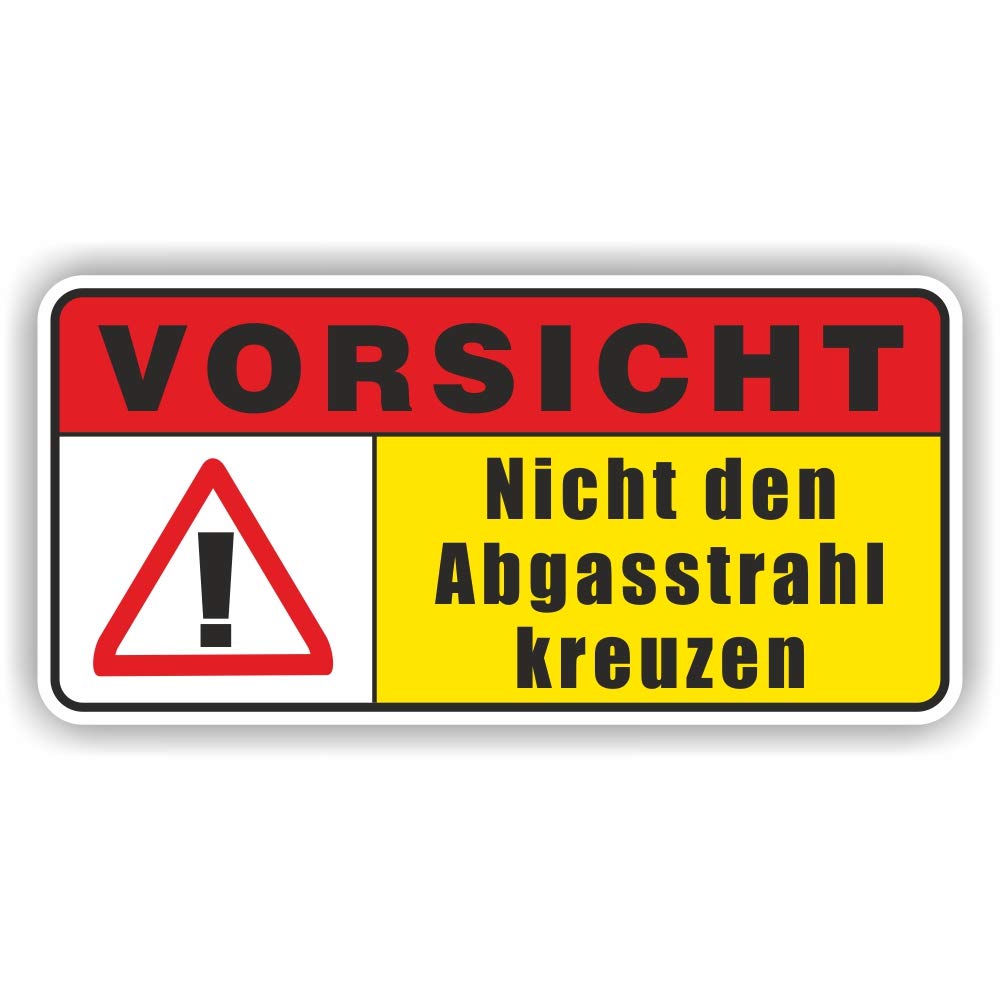 folien-zentrum - Vorsicht Abgasstrahl 12 x 6 cm - hochwertiger Aufkleber Auto Tuning - OEM & JDM Auto Sticker - Lustige Aufkleber für Auto - Stickerbomb - Autoaufkleber - Made in Germany von folien-zentrum