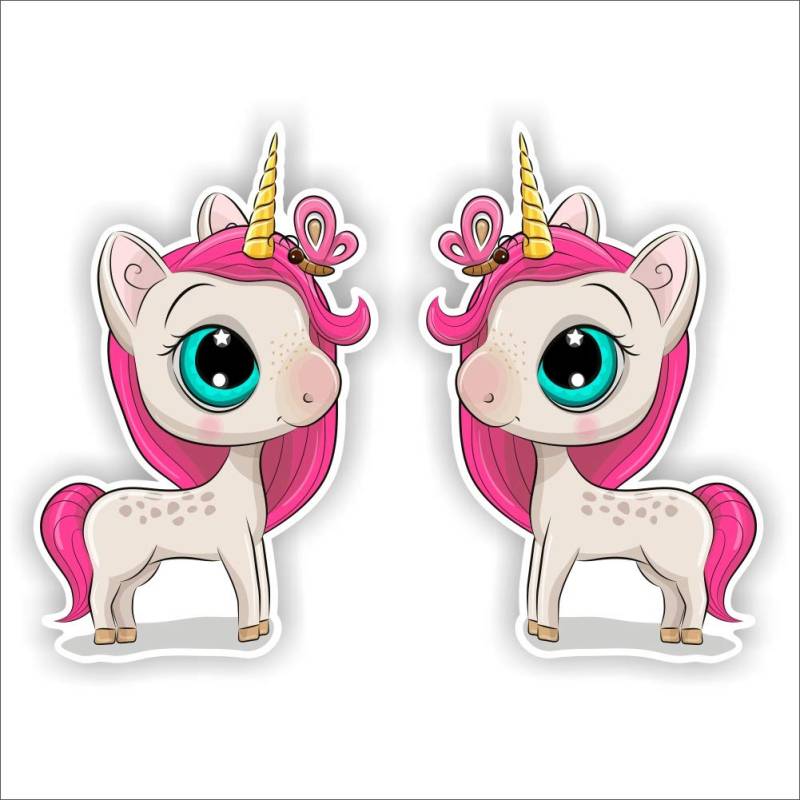 folien-zentrum 2X Einhorn Unicorn 20x12,7cm selbstklebend Aufkleber Sticker JDM Tuning Decal Fun Auto Schmetterling von folien-zentrum