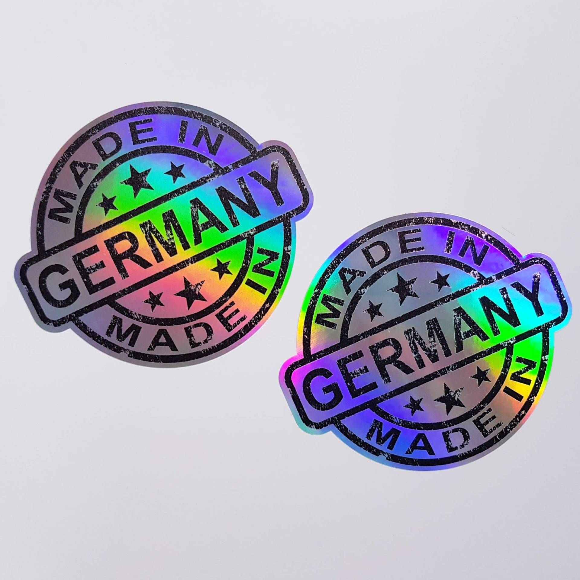 folien-zentrum 2X Made in Germany Sterne rund 11x,5cm Auto Aufkleber Oilslick schwarz Farbwechsel Rainbow Flip Flop Hologramm Metallic Effekt JDM Tuning Sticker Decal Fun von folien-zentrum