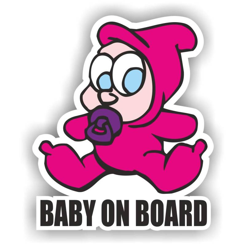 folien-zentrum Baby on Board Aufkleber Auto 9cmx10,5cm Pink Kids Kinder Sticker Autoaufkleber Car Eltern Großeltern Enkeltaxi JDM Tuning Decal Stickerbomb 234 von folien-zentrum