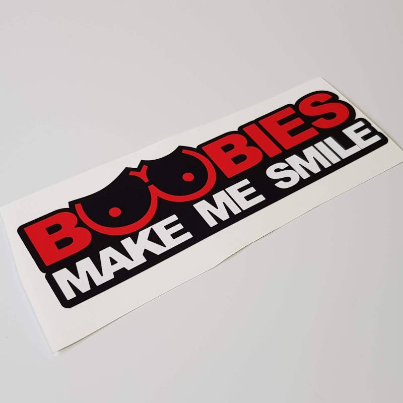 folien-zentrum Boobs Make me Smile 15 cm x 5 cm Boobies Auto Aufkleber JDM Tuning OEM Dub Decal Stickerbomb Bombing Sticker Illest Dapper Fun Oldschool von folien-zentrum