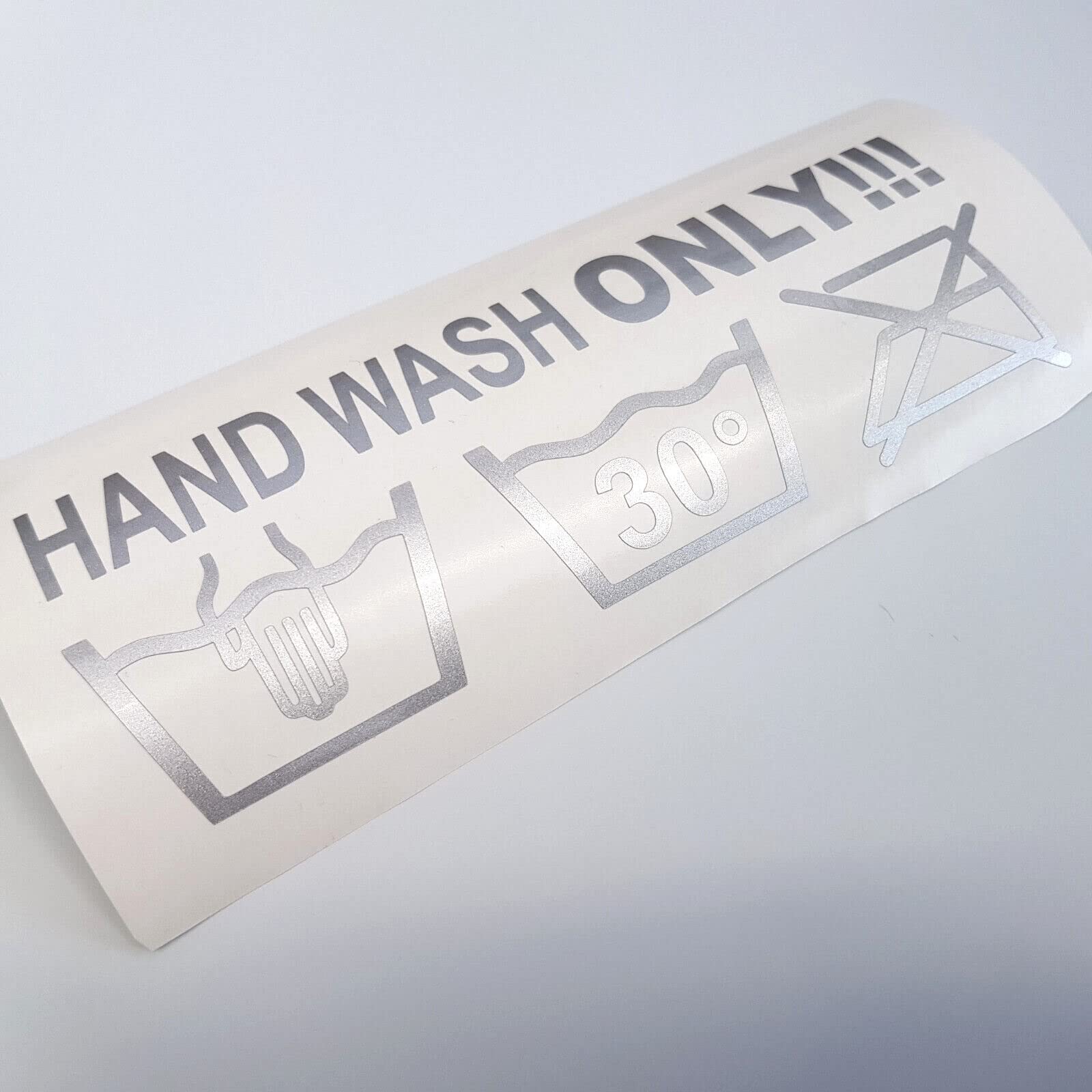 folien-zentrum Hand Wash Only Metallic Silber Shocker Hand Auto Aufkleber JDM Tuning OEM Dub Decal Stickerbomb Bombing Sticker Illest Dapper Fun Oldschool von folien-zentrum