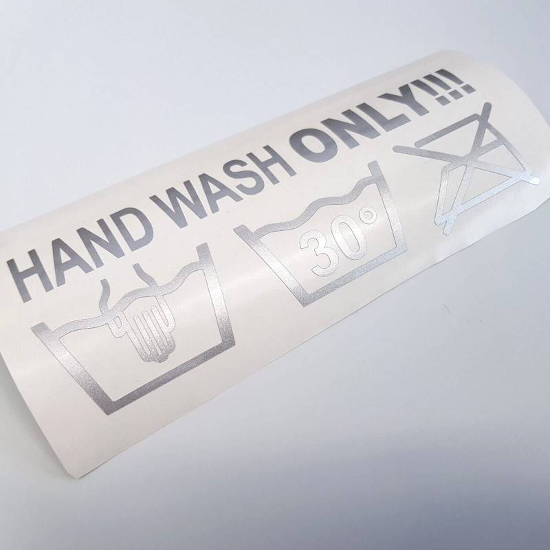 folien-zentrum Hand Wash Only Metallic Silber Shocker Hand Auto Aufkleber JDM Tuning OEM Dub Decal Stickerbomb Bombing Sticker Illest Dapper Fun Oldschool von folien-zentrum