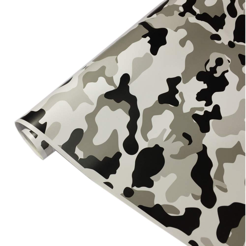 8,50€/m² Camouflage Autofolie Selbstklebend mit Luftkanäle Schwarz Weiß Grau Folie #6 (10meter x 152cm) von folimac