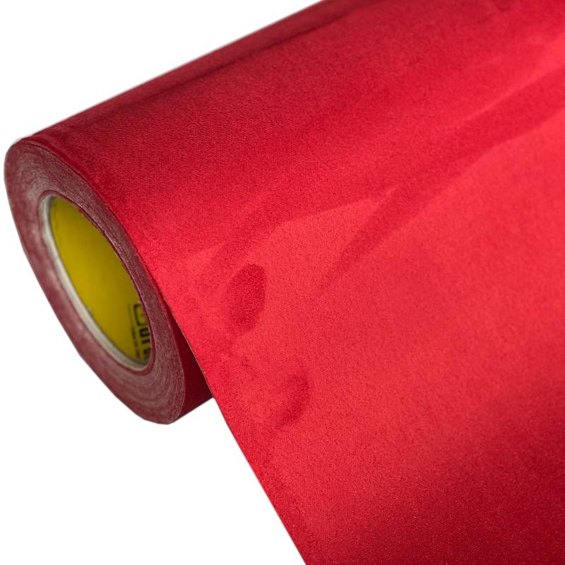 folimac Mikrofaserstoff Folie Selbstklebende Wildleder Optik Autofolie Innenraum Stretch Dehnbar Stoff Velours 35,14€/m² (Rot, 100x142cm) von folimac