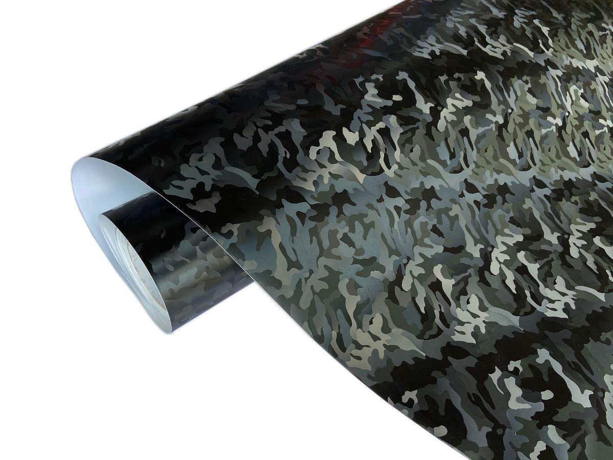 folimac 22,24€/m² 3D Ghost Schwarz Folie Hologramfolie Camouflage Autofolie Blasenfrei mit Luftkanäle Car Wrapping (0,5m x 152cm) von folimac