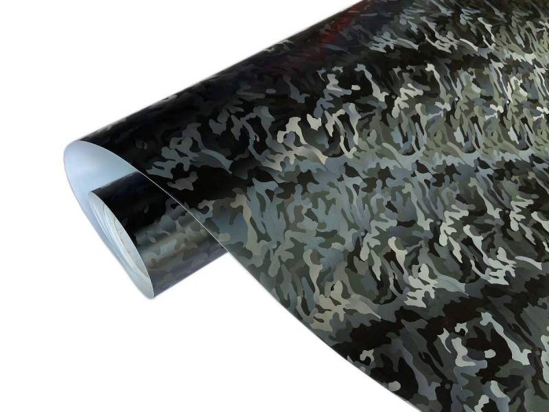 folimac 22,24€/m² 3D Ghost Schwarz Folie Hologramfolie Camouflage Autofolie Blasenfrei mit Luftkanäle Car Wrapping (0,5m x 152cm) von folimac