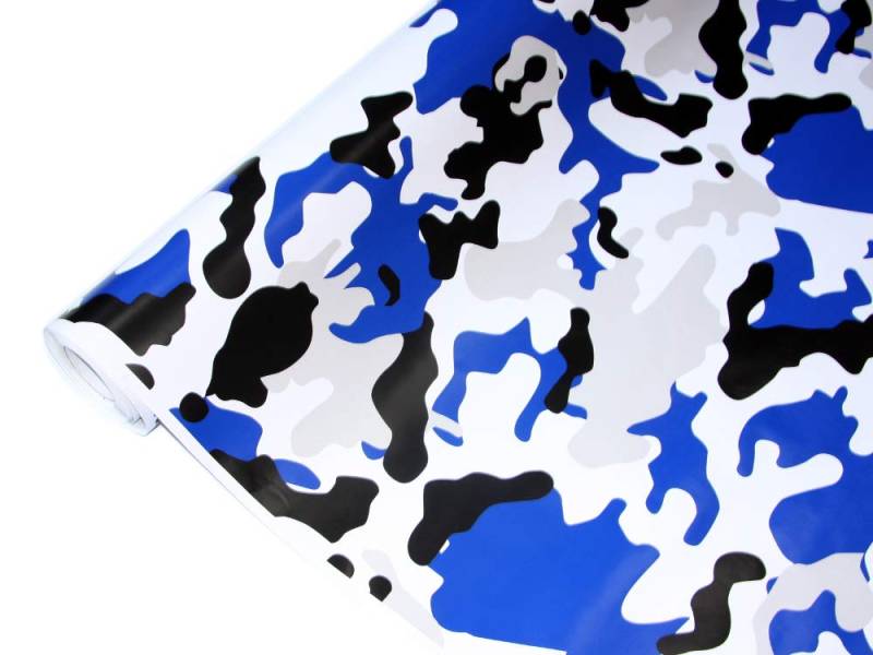 folimac 8,50€/m² Camouflage Autofolie Selbstklebend mit Luftkanäle Schwarz Grau Blau Weiß #22 (500cm x 152cm) von folimac