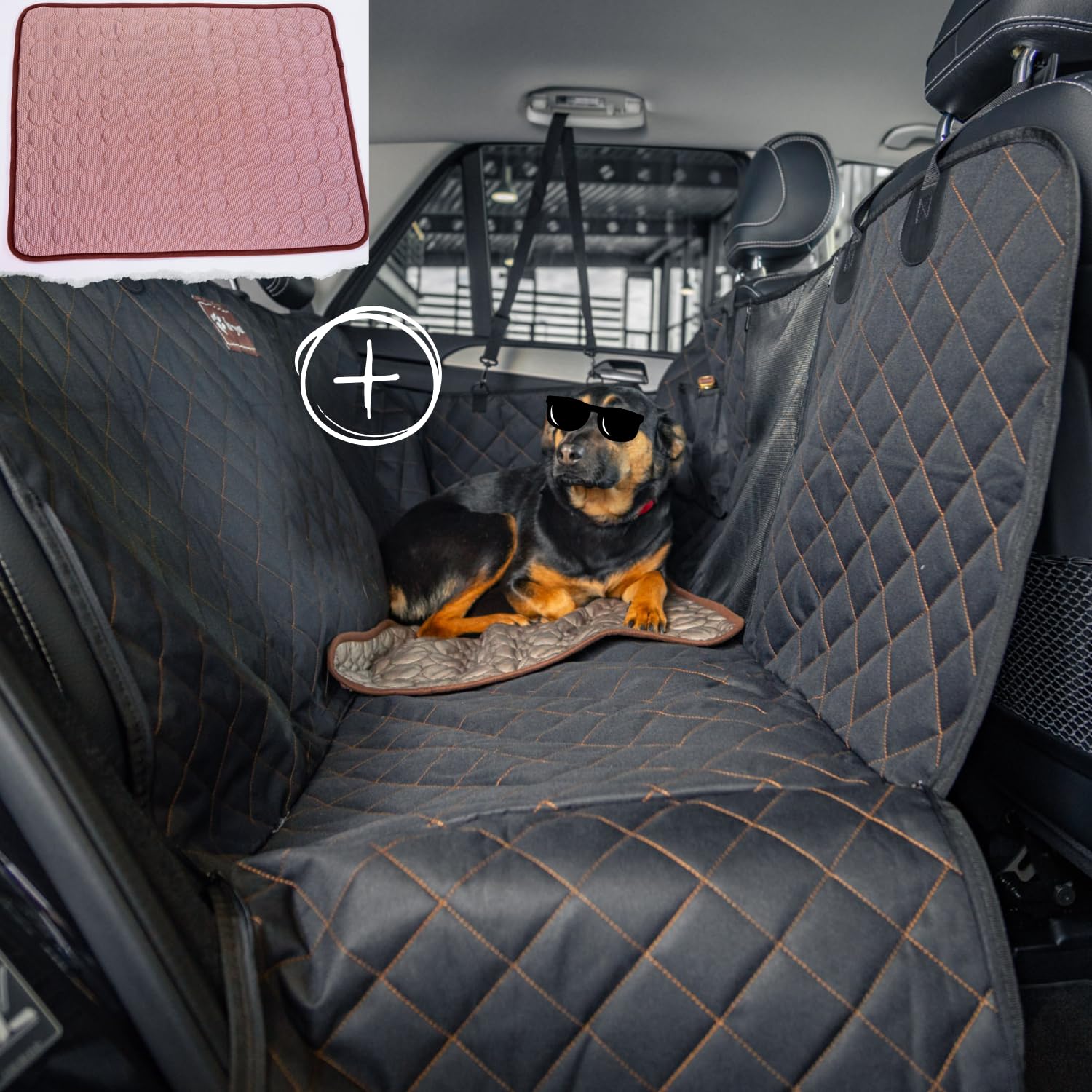 foryou® Hundedecke mit Kühlmatte für Auto Rückbank-Wasserabweisende Autoschondecke für Hunde mit Seitenschutz und Sichtfenster-Kratzfeste Autodecke für den Rücksitz, Premium Qualität Made in Germany von foryou