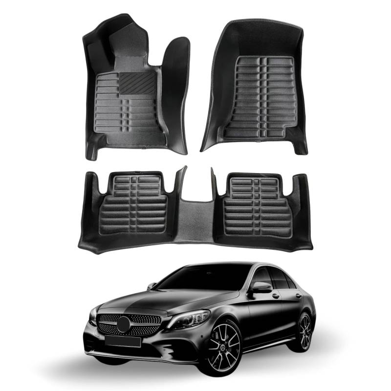 fussmattenprofi.com 5D Premium Leder Fussmatten für Mercedes C-Klasse W205 S205 2014-2021 I Perfecte Passform | Geruchlos Allwetter Fußmatten Set von fussmattenprofi.com