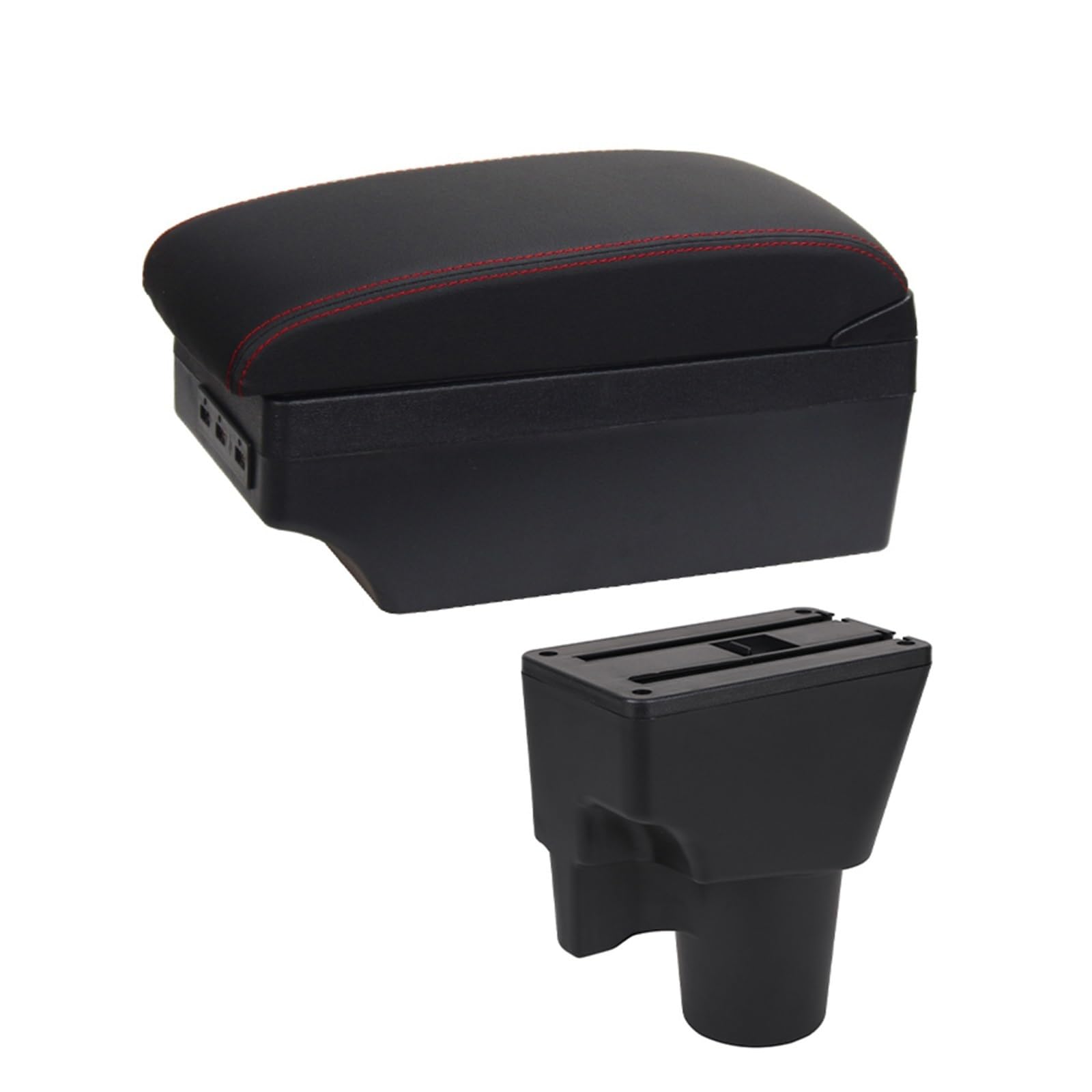 Auto Armlehne Box Innen Retrofit Teile Zubehör Lagerung Aschenbecher USB Lade Tasse Halter Für Picanto 3X Linie Mittelkonsole Armauflage(A1 Black red 7USB) von gangxiao