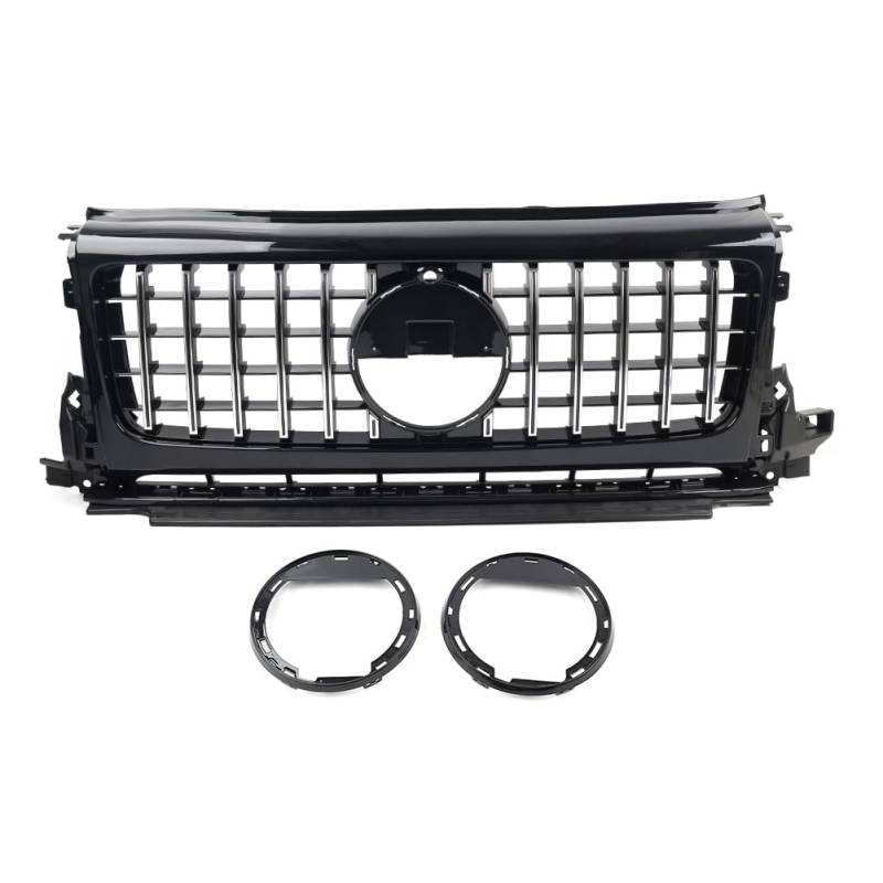 SIKUAI ABS Front Stoßstange GTR Stil Mesh Grille Grill Schwarz ; Chrom Für G Klasse G500 G550 W464 2019-2024 Auto von generic