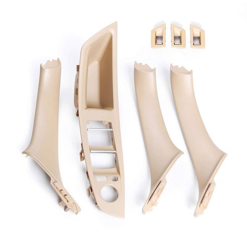 FSFYUK 7 Teile/Sätze Fensterschalter Armlehne Panel Innentürgriff Zierabdeckung Kits Für 5er F10 F11 F18 2010-2017, Beige Gelb von generisch