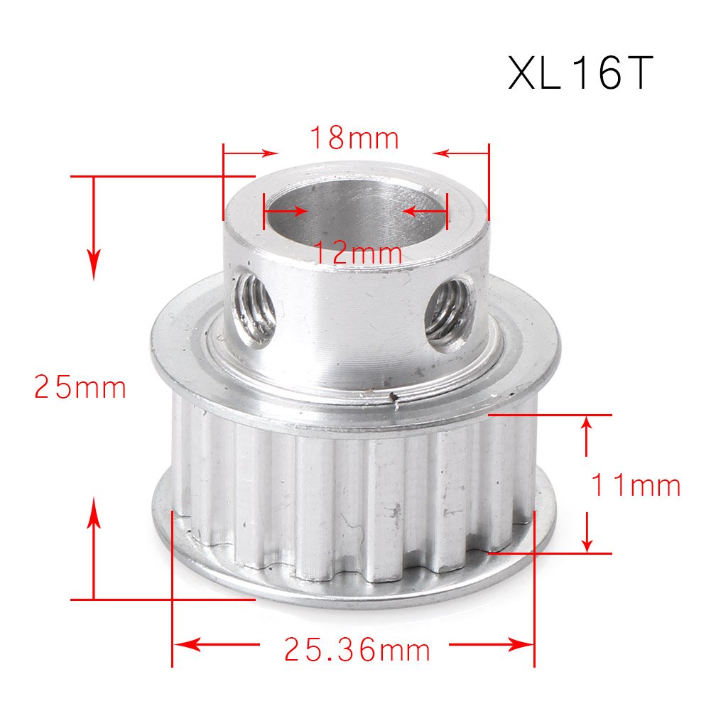 FSFYUK Aluminium Legierung Zahnriemen Pulley XL 16 Zähne 12mm Pilot Bohrung Für 3D Drucke von generisch