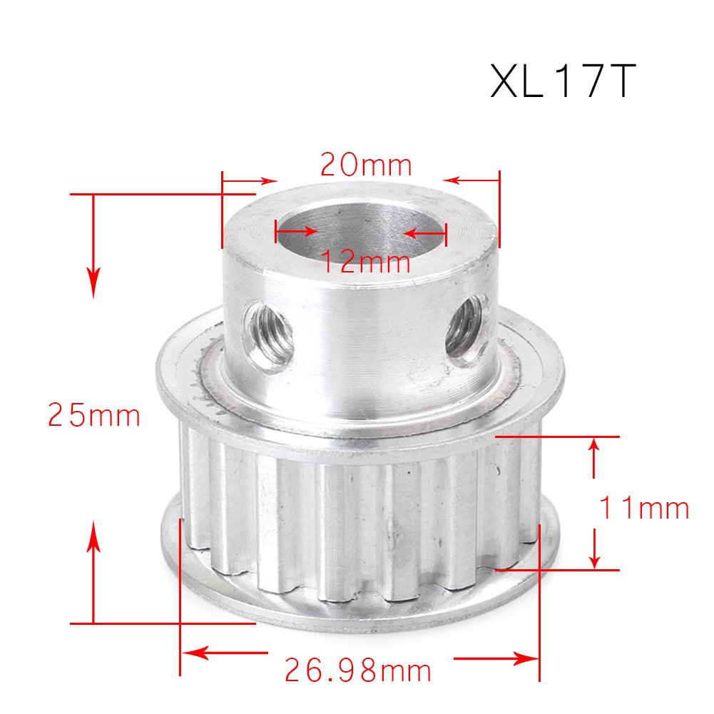 FSFYUK Aluminium Legierung Zahnriemen Pulley XL 17 Zähne 12mm Pilot Bohrung Für 3D Drucke von generisch