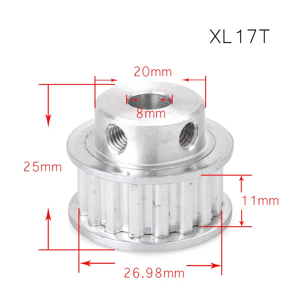 FSFYUK Aluminium Legierung Zahnriemen Pulley XL 17 Zähne 8mm Pilot Bohrung Für 3D Drucke von generisch