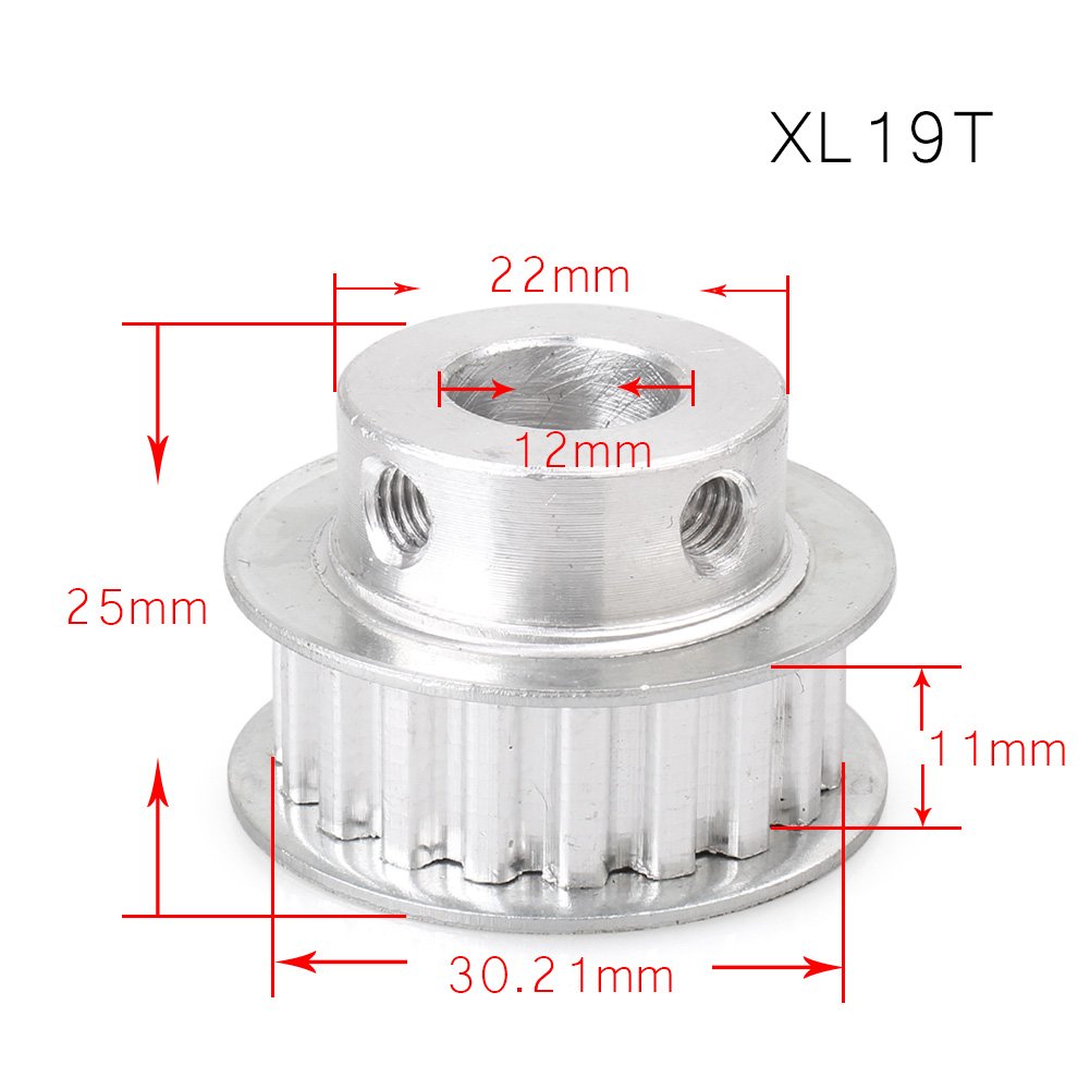 FSFYUK Aluminium Legierung Zahnriemen Pulley XL 19 Zähne 12mm Pilot Bohrung Für 3D Drucke von generisch