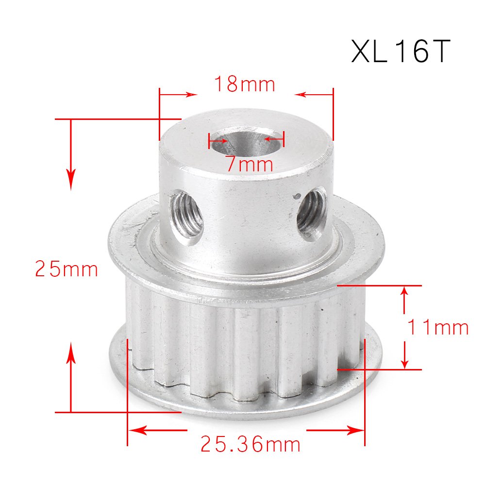 FSFYUK Aluminium Zahnriemen Pulley XL 16 Zähne 7mm Bohrung Für 3D Drucker 10mm Breite Gürtel von generisch