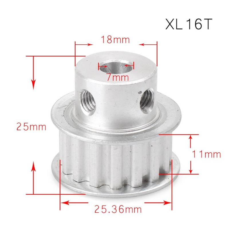 FSFYUK Aluminium Zahnriemen Pulley XL 16 Zähne 7mm Bohrung Für 3D Drucker 10mm Breite Gürtel von generisch