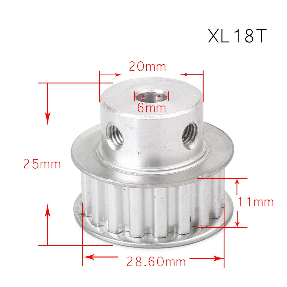 FSFYUK Aluminium Zahnriemen Pulley XL 18 Zähne 6mm Bohrung Für 3D Drucker 10mm Breite Gürtel von generisch