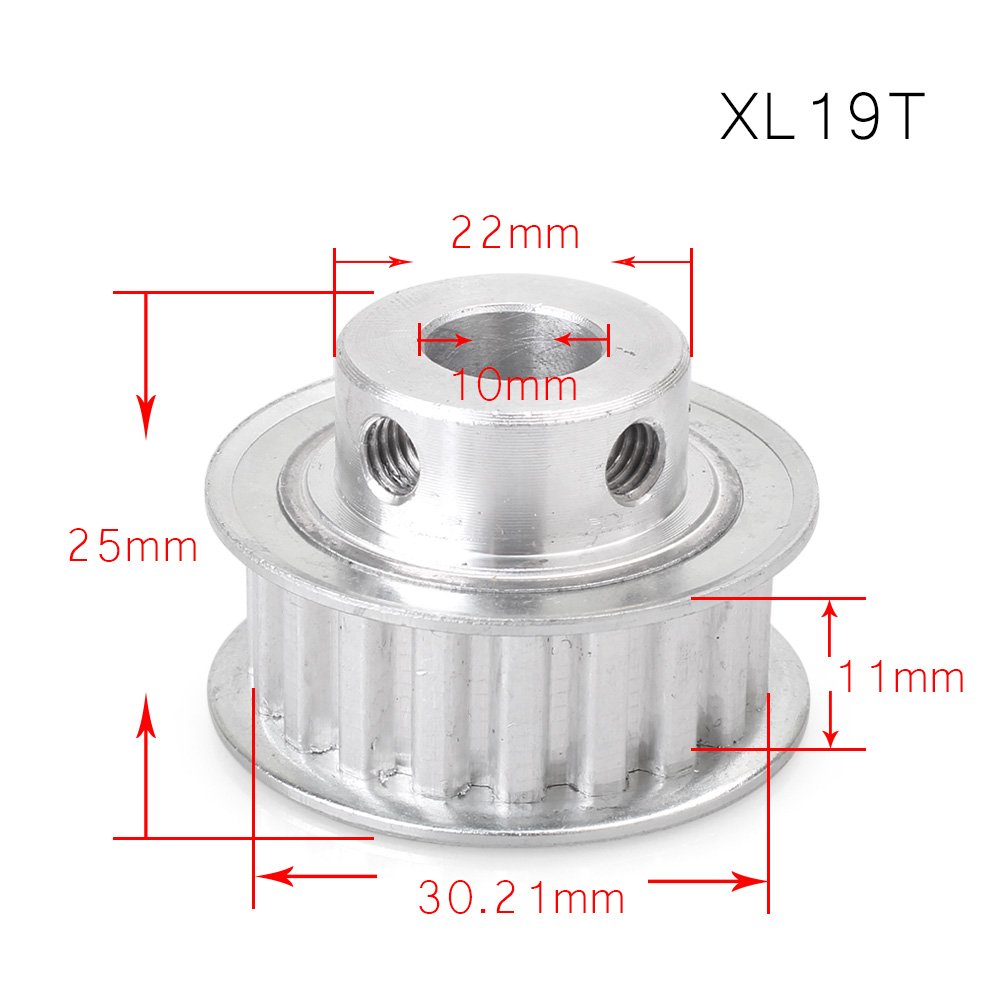 FSFYUK Aluminium Zahnriemen Pulley XL 19 Zähne 10mm Bohrung Für 3D Drucker 10mm Breite Gürtel von generisch