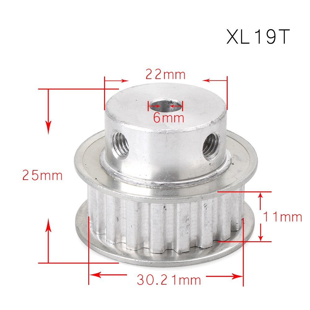 FSFYUK Aluminium Zahnriemen Pulley XL 19 Zähne 6mm Bohrung Für 3D Drucker 10mm Breite Gürtel von generisch