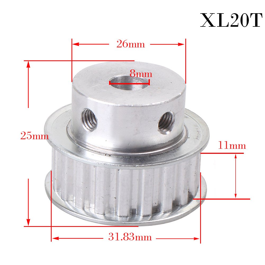 FSFYUK Aluminium Zahnriemen Pulley XL 20 Zähne 8mm Bohrung Für 3D Drucker 10mm Breite Gürtel von generisch