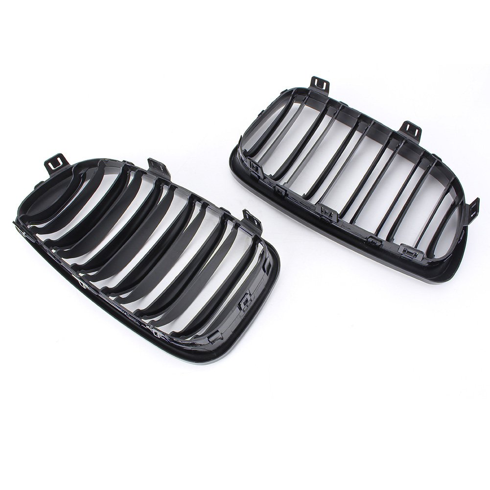 FSFYUK Auto Doppel Linie Kühlergrill Front Haube Nieren Grill Grill Mesh Abdeckung Für E81 E87 1-Serie 2008-2011, glänzend Schwarz von generisch