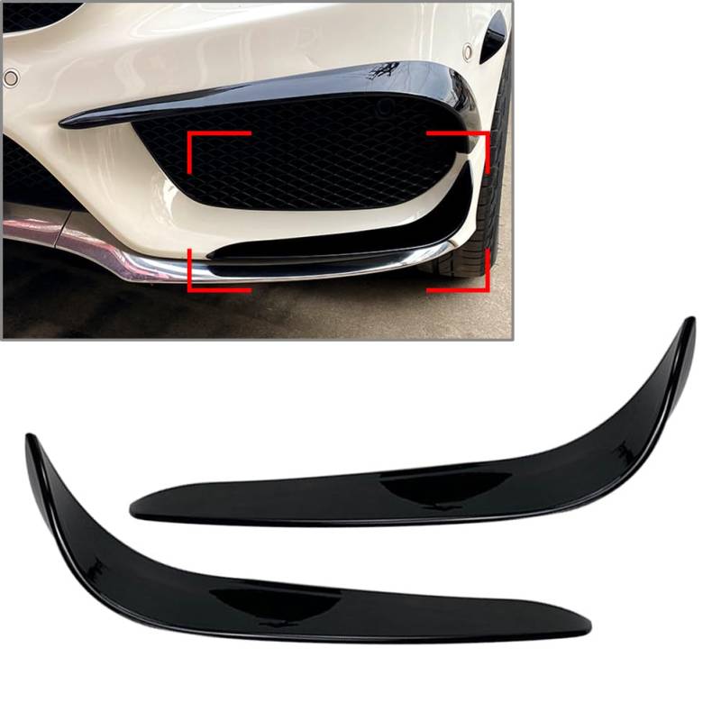 FSFYUK Front Untere Stoßstange Lip Splitter Spoiler Front Stoßstange Lip Sopiler Flügel Körper Ersatz Für C-Klasse W205 2015 2016 2017 2018, Glänzend Schwarz von generisch